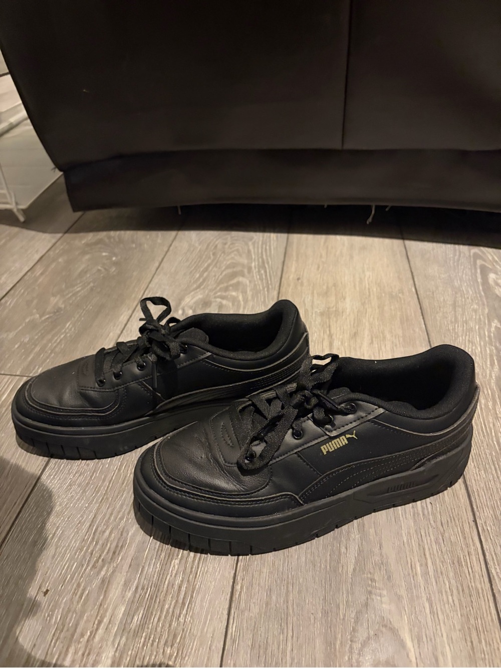 Puma Men’s Black Sneakers with Gold Logo
